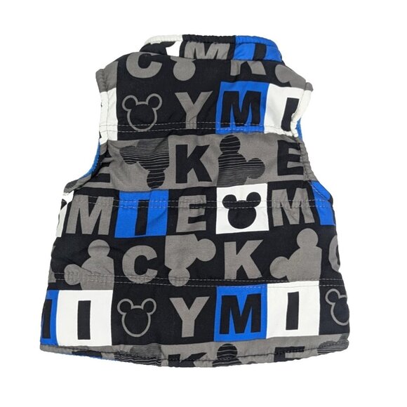 Disney Mickey Mouse Puffer Vest Boys 12 Months Fleece Lined Zip Front - Picture 3 of 8